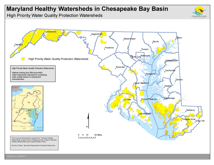 Map High Priority Water Quality Protection Watersheds Maryland