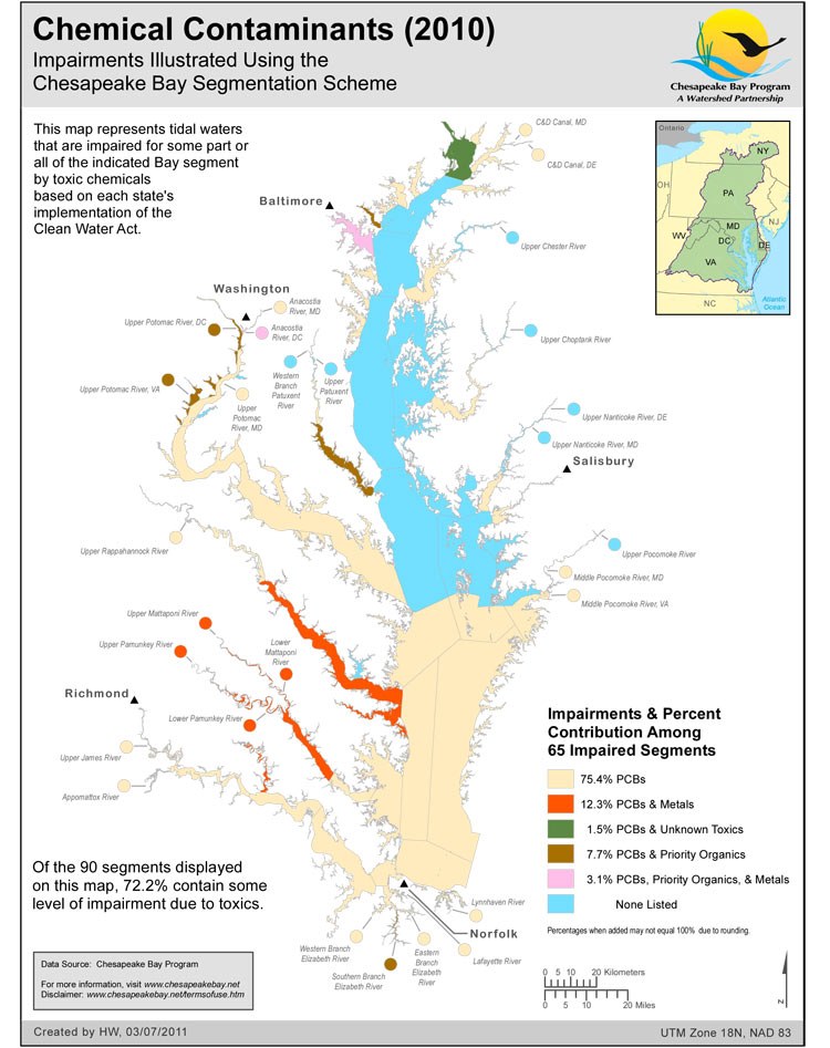 Map: Chemical Contaminants (2010) - Chesapeake Bay Program